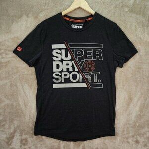 Superdry Sport Spell Out Logo Tee Mens Sz L Black Short Sleeve Graphic T-Shirt